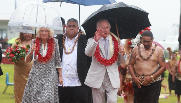 Mandatory Credit: Photo by Ian Vogler/Pool/Shutterstock (14822455r)
King Charles III and Queen Camilla visit Siumu village the village has been adopted as the UK village during CHOGM
King Charles III and Queen Camilla join a Farewell Ceremony at Siumu Village, Samoa - 26 Oct 2024
Their Majesties will meet local people at Siumu Village. The village is twinned with the United Kingdom for CHOGM. *** Local Caption *** .