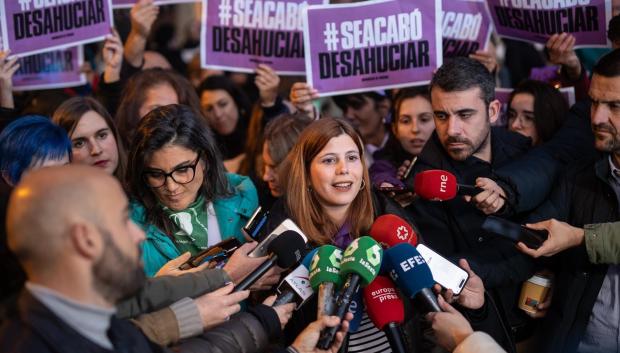 La diputada de Más Madrid, Loreto Arenillas, realiza unas declaraciones a la prensa en una imagen de archivo