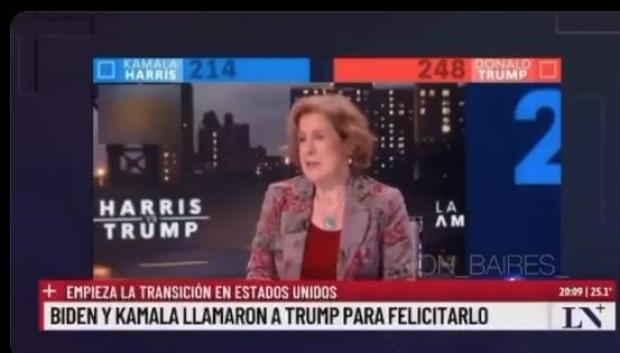 Tertuliana del Canal 24 horas hablando sobre Trump