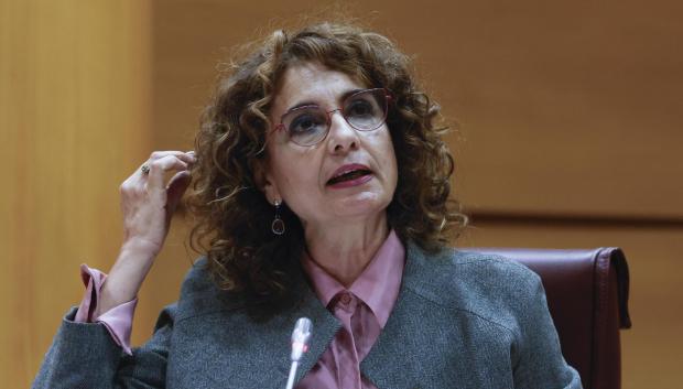 La vicepresidenta primera del Gobierno, María Jesús Montero, durante su comparecencia en la comisión de investigación del caso Koldo