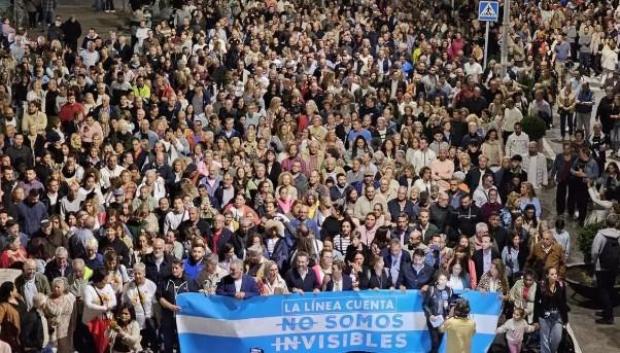 Una de las manifestaciones en La Línea exigiendo dejar de ser invisibles
