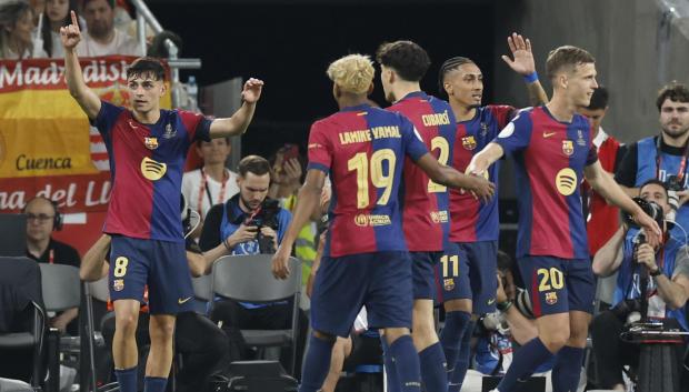 Pedri celebra su gol durante la final de la Copa del Rey