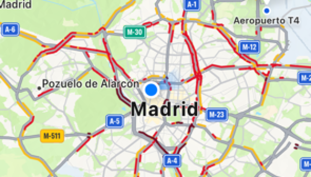 Madrid colapsado durante horas, las calles rojas no se movían