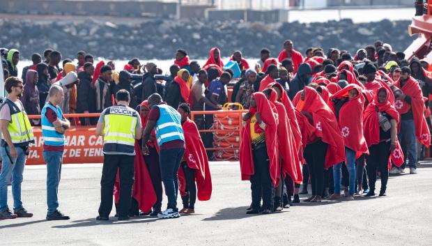 Inmigrantes llegados en Arrecife (Canarias).