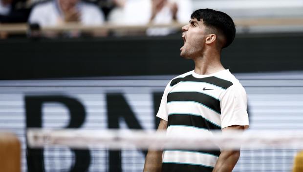 Carlos Alcaraz en el partido de octavos de final ante Ben Shelton
