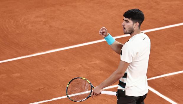 Carlos Alcaraz celebra un punto ante Musetti