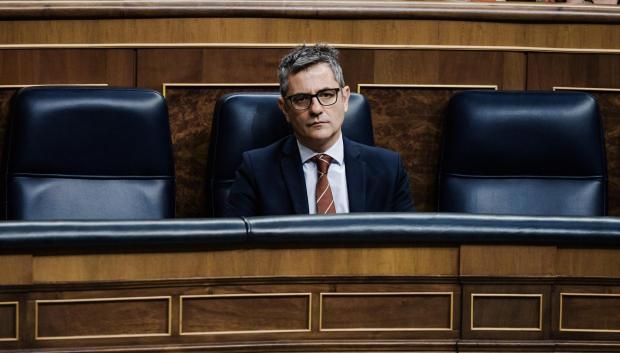 El ministro de Presidencia, Félix Bolaños, durante la celebración en el Congreso de los Diputados