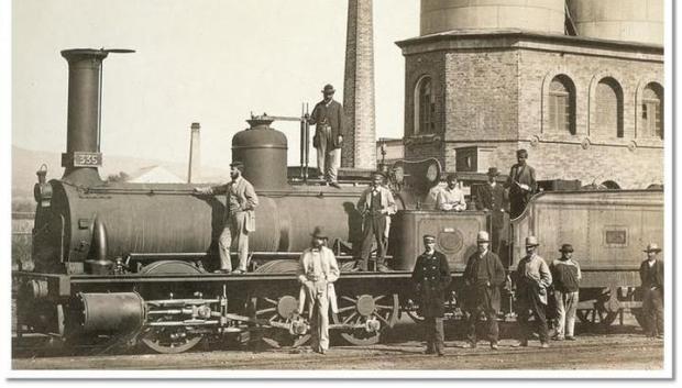 Locomotora Creusot en la Estación de Córdoba, en 1867