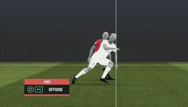 Imagen VAR del fuera de juego de Mbappé