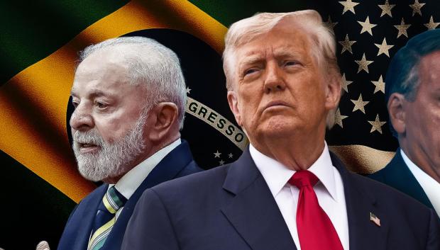 Los presidentes Lula da Silva de Brasil y Donald Trump de EE.UU. y el expresidente brasileño Jair Bolsonaro