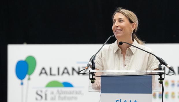 María Guardiola, presidenta de Extremadura, durante su intervención en un acto de apoyo a la continuidad de la Central Nuclear de Almaraz