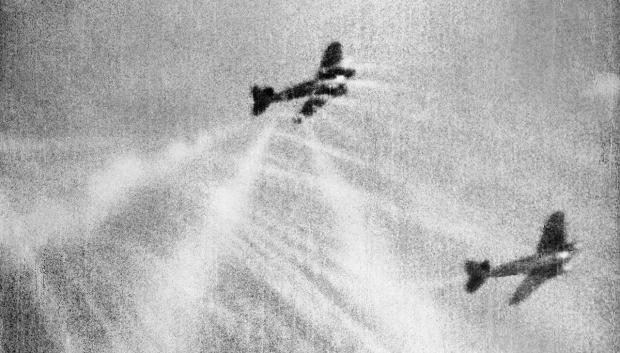 Combate aéreo durante la batalla de Inglaterra en la Segunda Guerra Mundial