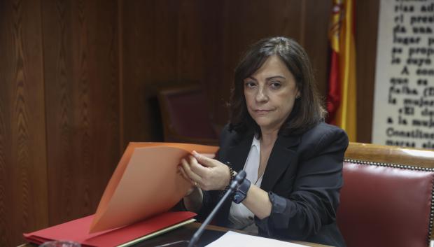 La gerente del PSOE, Ana María Fuentes, este jueves en el Senado