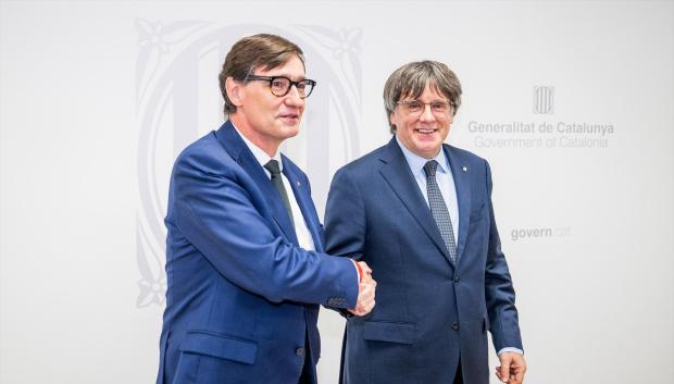 Salvador Illa con Carles Puigdemont, en su reunión en Bruselas del pasado 2 de septiembre