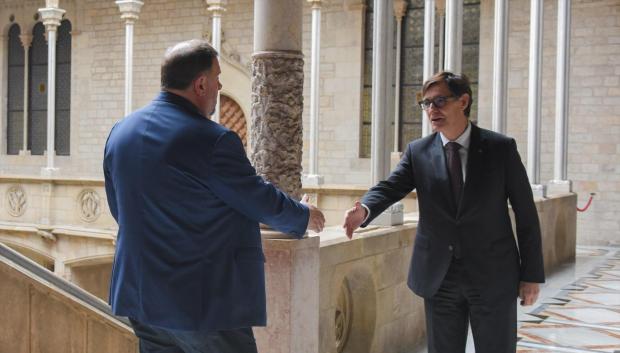 La última vez que se reunieron Illa y Junqueras en la Generalitat fue en febrero de 2025