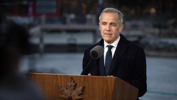 El primer ministro canadiense, Mark Carney, durante una conferencia de prensa en Pekín, China