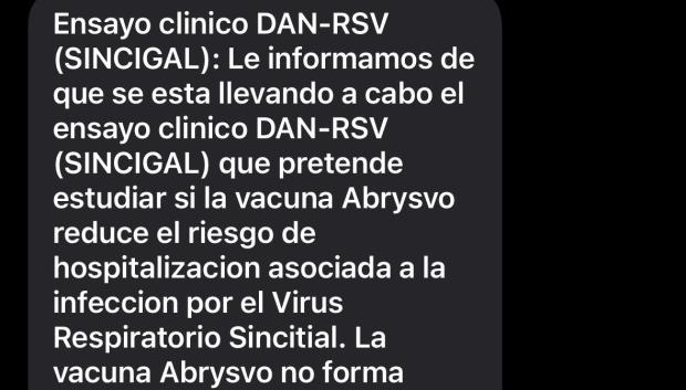 El mensaje enviado por el Sergas