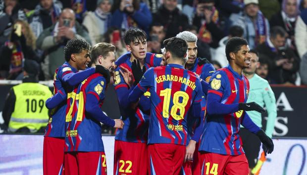 Lamine Yamal celebra su gol ante el Albacete