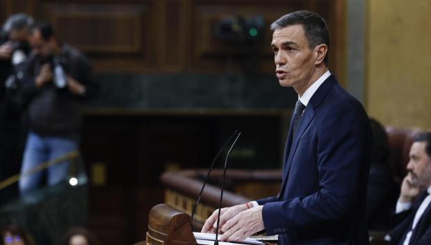 El presidente del Gobierno, Pedro Sánchez, durante su comparecencia ante el pleno del Congreso del 11 de febrero
