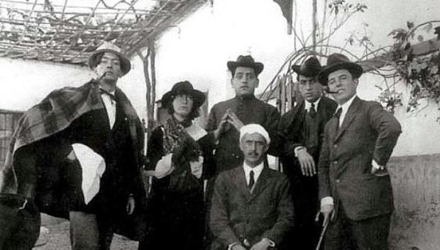 Salvador Dalí, María Luisa González, Luis Buñuel, Juan Vicens, José María Hinojosa y José Moreno Villa en Toledo (Venta de Aires) en 1924.