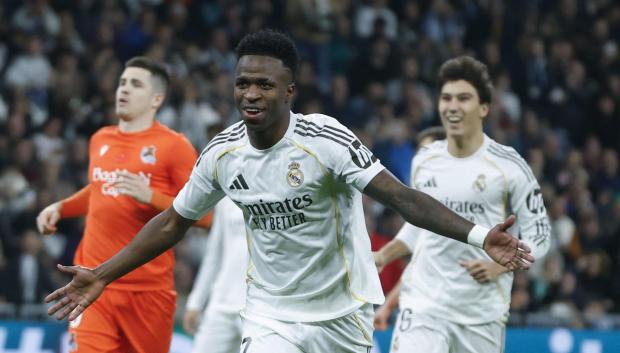 Vinicius Jr. celebra su segundo gol ante la Real Sociedad