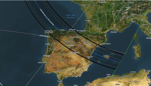 Web interactiva del eclipse que oscurecerá España en agosto de este año