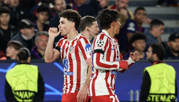 Julián Álvarez celebra el 0-1 del Atlético de Madrid ante el Barça en el Camp Nou