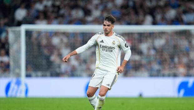 Raúl Asencio, del Real Madrid, en el partido frente al Girona