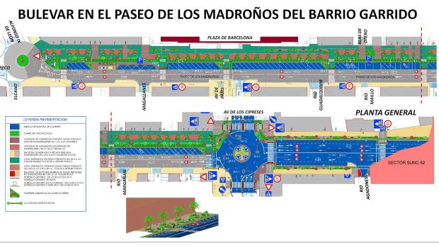 Proyecto de naturalización del paseo de los Madroños, en Garrido