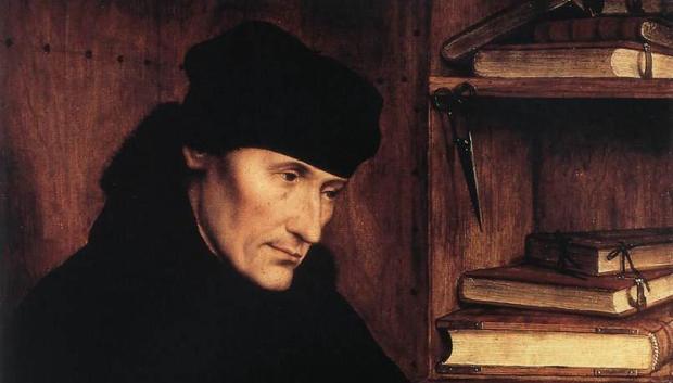 Detalle de un retrato de Erasmo, obra de Quentin Metsys