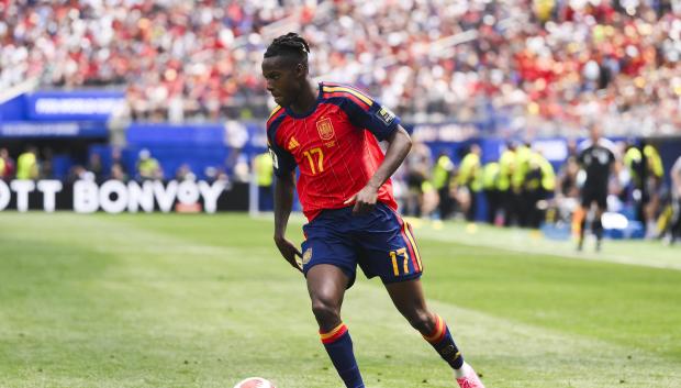 Nico Williams, en el España - Bélgica de cuartos de final del Mundial
