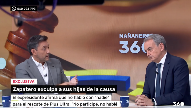 Javier Ruiz, entrevistando a José Luis Rodríguez Zapatero, en Mañaneros 360