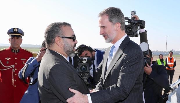 Don Felipe con Mohamed VI en febrero de 2019, cuando las relaciones eran muy buenas