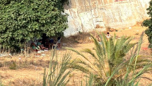 Lugar de acampada de los inmigrantes