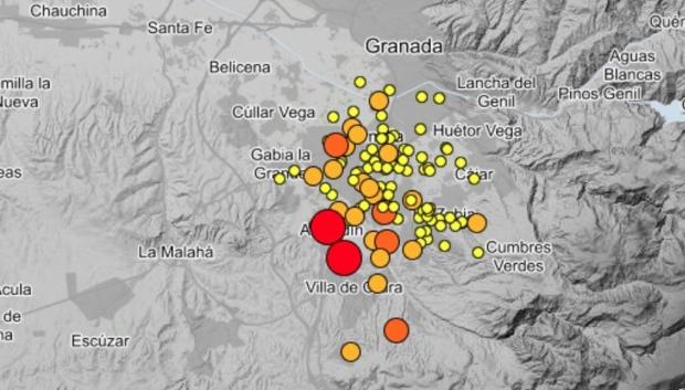 Serie sísmica en Granada