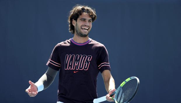 Carlos Alcaraz, en un entrenamiento en el US Open