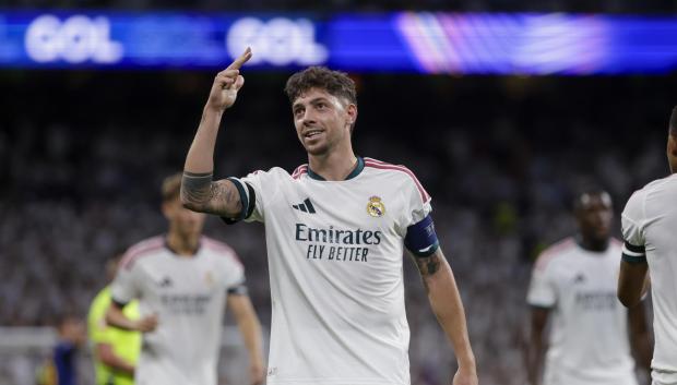 Fede Valverde celebra su gol ante el Inter