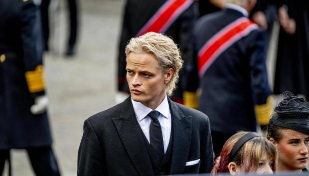 Marius Borg en el funeral de Estado del Rey Harald V