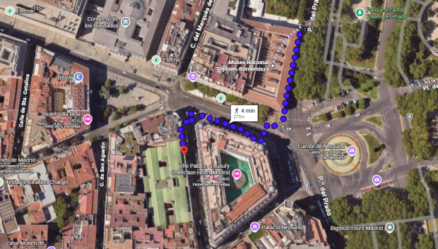 Distancia entre el Museo Thyssen y su futura ampliación