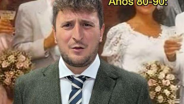 Álvaro Casares ironiza incluso con la forma de vestir de los novios en los 80