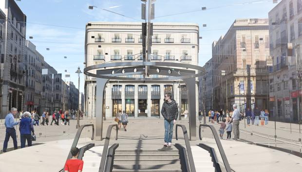 Vista interior del nuevo acceso al metro y cercanías de la Puerta del Sol