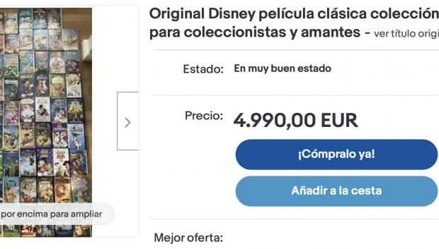 Lote de VHS de Disney ofertados en eBay