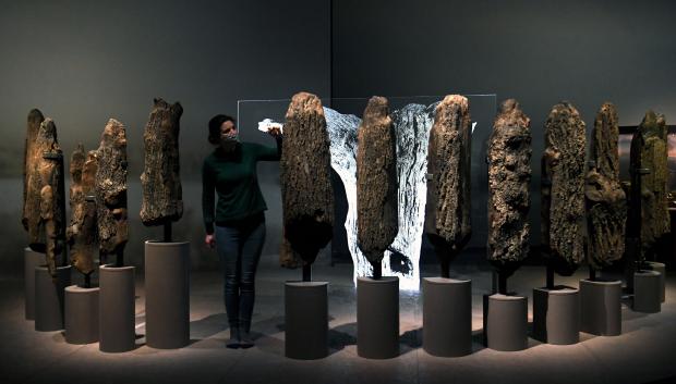 El Seahenge uno de los objetos que se exponen en El mundo Stonehenge del British Museum