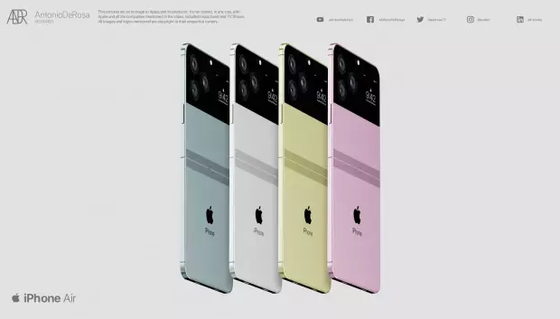 Posible modelo de iPhone plegable en colores