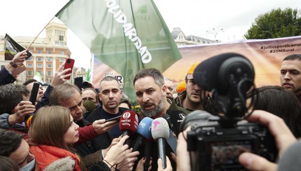 Santiago Abascal también se manifestó ayer en Madrid en contra de la subida de la luz, el gas y los carburantes