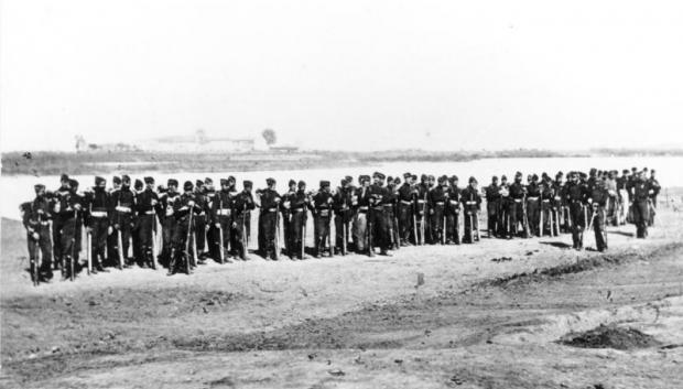 Soldados franceses en el campo IIe Chambrière cerca de Metz, 1870