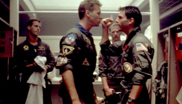 TOP GUN, Rick Rossovich, Val Kilmer, Anthony Edwards, Tom Cruise, 1986 
1980s movies 1986 movies Air Force American Confrontation Cruise,tom Edwards,anthony Kilmer,val Movies Rossovich,rick Uniform