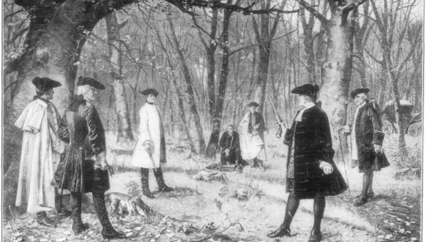 Duelo a pistolas entre Alexander Hamilton y Aaron Burr en 1804