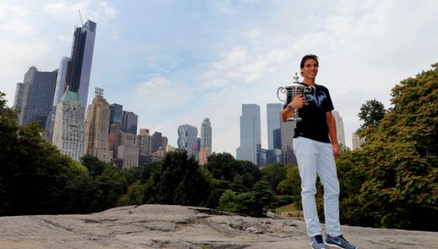 Nadal, celebrando su victoria en Nueva York en el año 2013