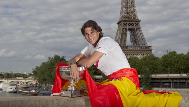 Nadal, con la bandera de España.